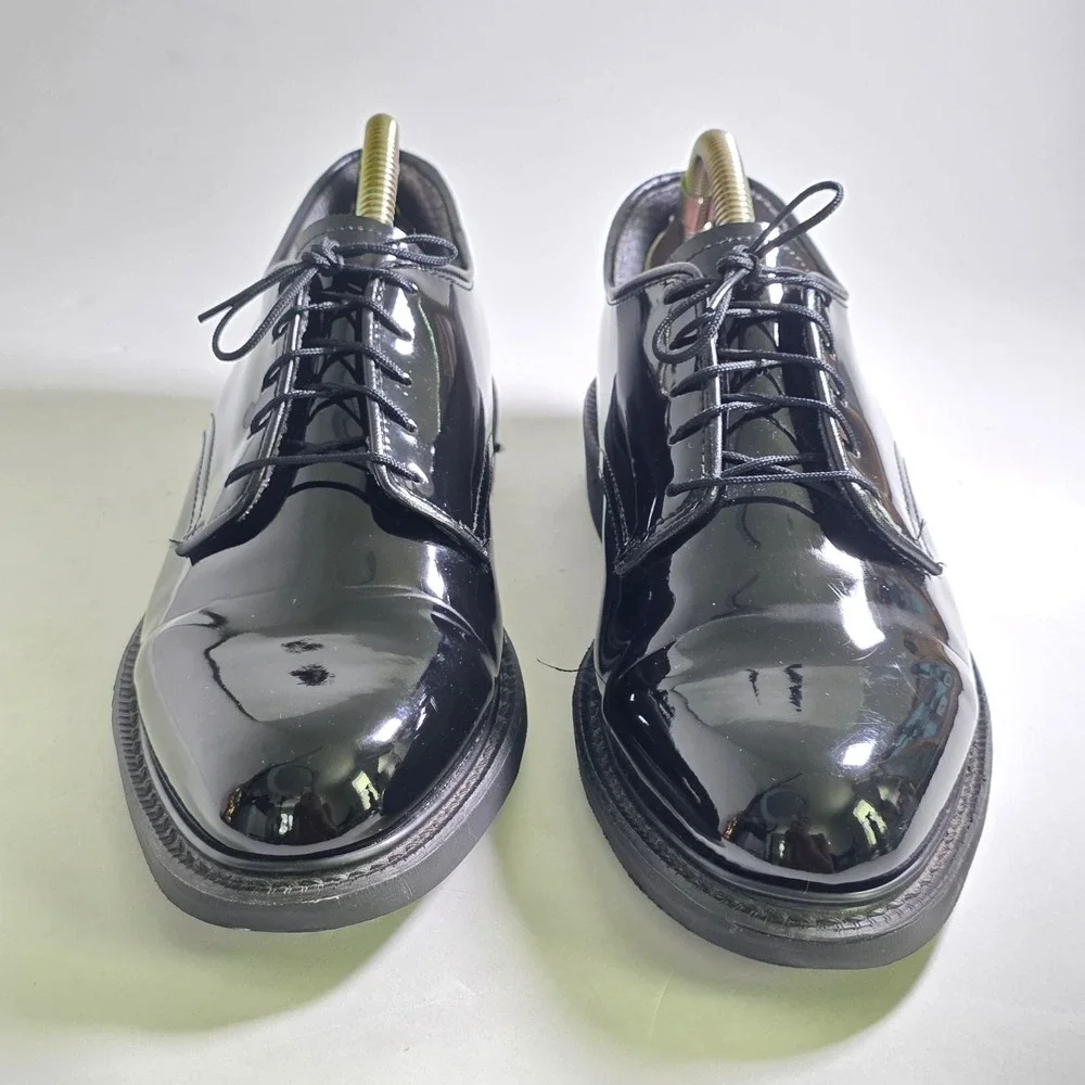 Capps Military Mens Oxfords Patent Leather Dress Shoes Uniform Vibram Size 7.5-8
